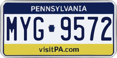 PA license plate MYG9572
