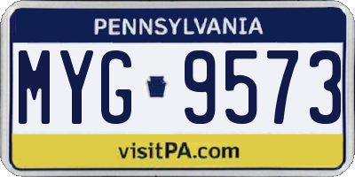 PA license plate MYG9573