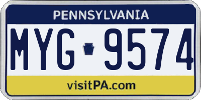 PA license plate MYG9574