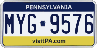 PA license plate MYG9576