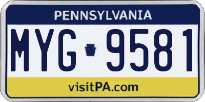 PA license plate MYG9581