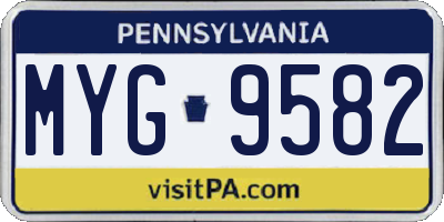 PA license plate MYG9582