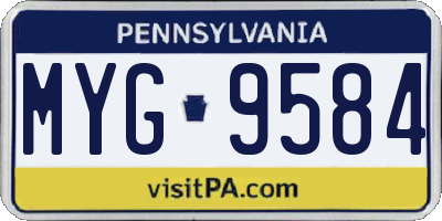 PA license plate MYG9584