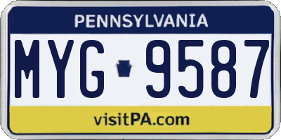PA license plate MYG9587