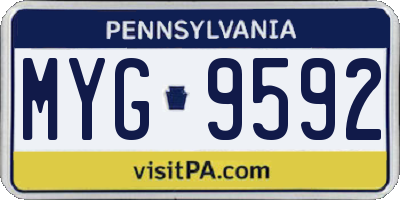 PA license plate MYG9592
