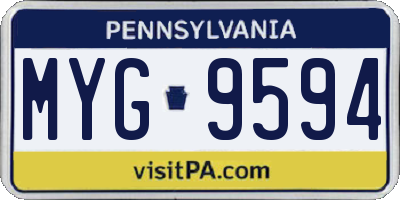 PA license plate MYG9594