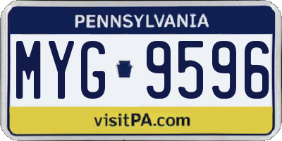 PA license plate MYG9596