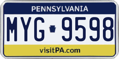 PA license plate MYG9598