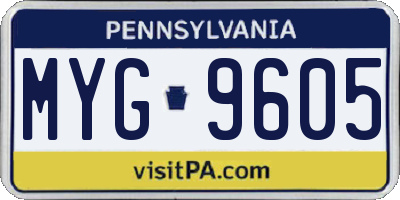 PA license plate MYG9605