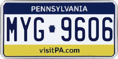 PA license plate MYG9606