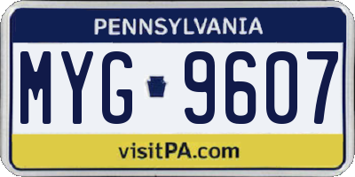 PA license plate MYG9607