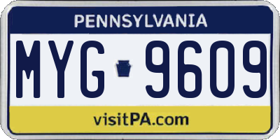PA license plate MYG9609