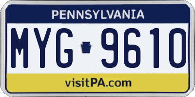 PA license plate MYG9610