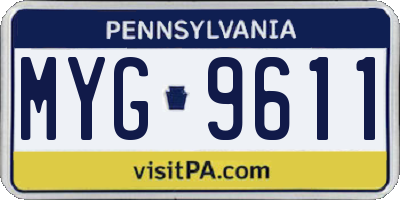 PA license plate MYG9611
