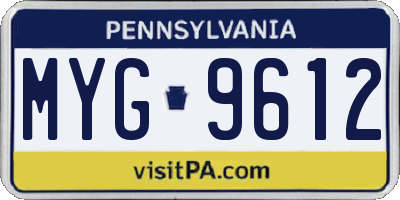 PA license plate MYG9612