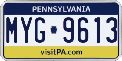 PA license plate MYG9613