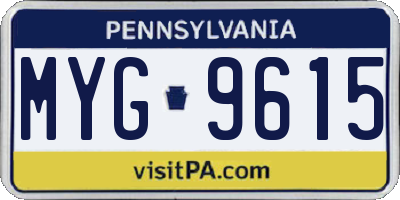 PA license plate MYG9615
