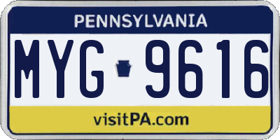 PA license plate MYG9616