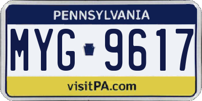 PA license plate MYG9617