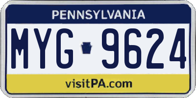 PA license plate MYG9624