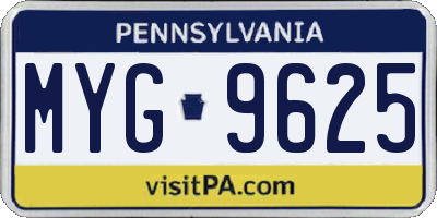 PA license plate MYG9625