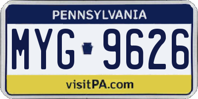 PA license plate MYG9626