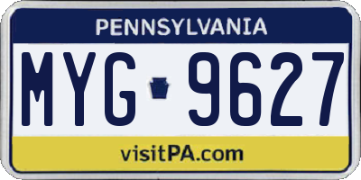 PA license plate MYG9627