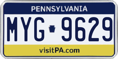 PA license plate MYG9629