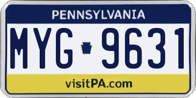 PA license plate MYG9631