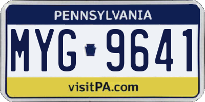 PA license plate MYG9641