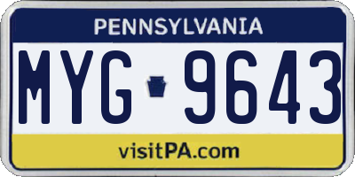 PA license plate MYG9643