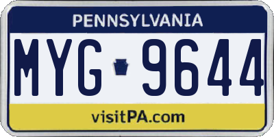 PA license plate MYG9644