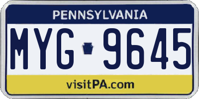 PA license plate MYG9645