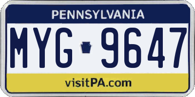 PA license plate MYG9647