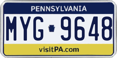 PA license plate MYG9648