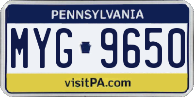 PA license plate MYG9650