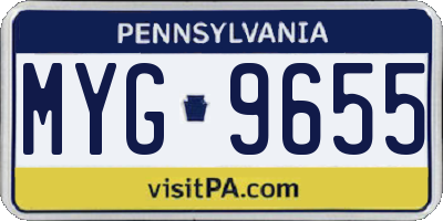 PA license plate MYG9655