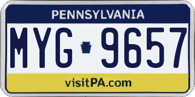 PA license plate MYG9657