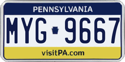 PA license plate MYG9667