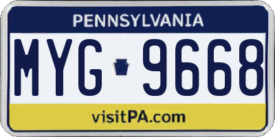 PA license plate MYG9668