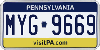 PA license plate MYG9669
