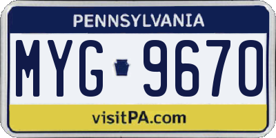 PA license plate MYG9670