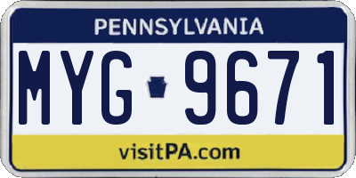 PA license plate MYG9671