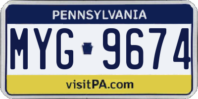PA license plate MYG9674