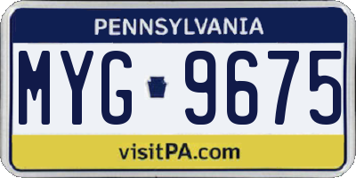 PA license plate MYG9675