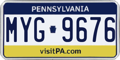 PA license plate MYG9676