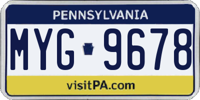PA license plate MYG9678