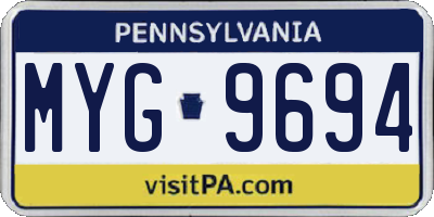 PA license plate MYG9694