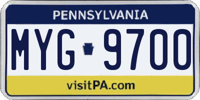 PA license plate MYG9700