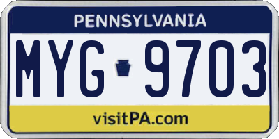PA license plate MYG9703